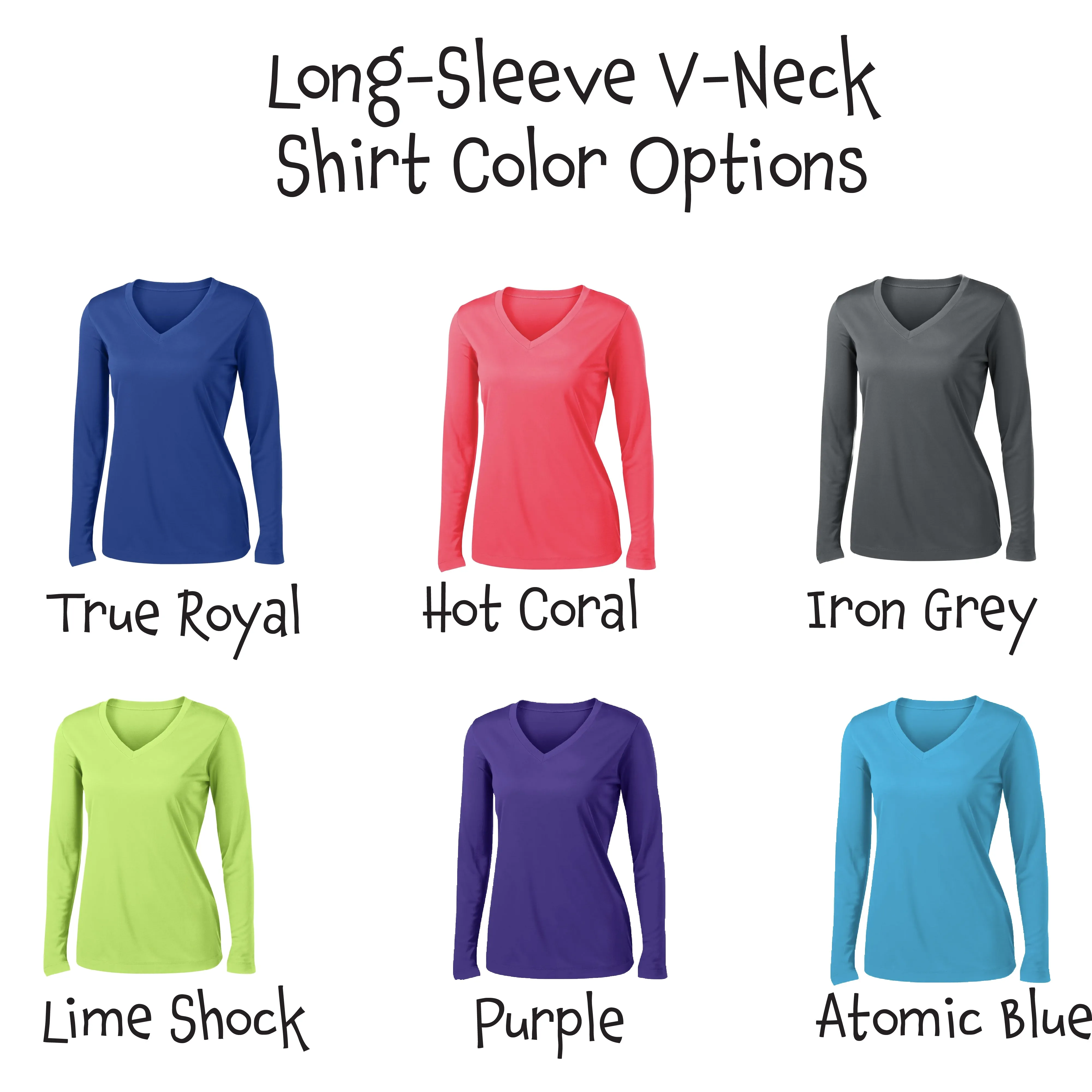 002 With Pickleballs (Colors Cyan Purple Rainbow) Customizable | Women's Long Sleeve V-Neck Pickleball Shirts | 100% Polyester