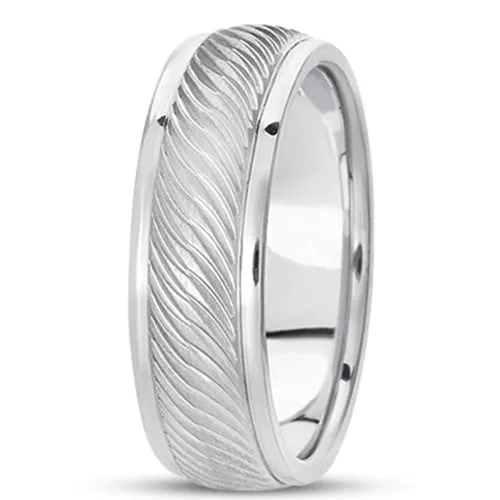 14K Gold Mens Fancy Weavy Wedding Band (7mm)