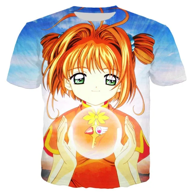 Anime Sakura Card Captor T Shirt Men Clothing 3D Print Anime Girl Harajuku Style T Shirt Men Women Streetwear Tops Tee