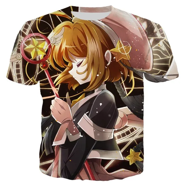 Anime Sakura Card Captor T Shirt Men Clothing 3D Print Anime Girl Harajuku Style T Shirt Men Women Streetwear Tops Tee