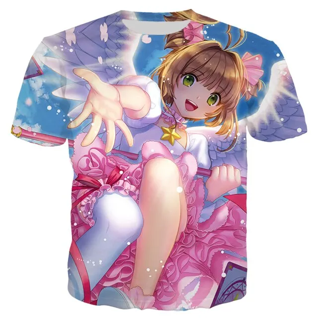 Anime Sakura Card Captor T Shirt Men Clothing 3D Print Anime Girl Harajuku Style T Shirt Men Women Streetwear Tops Tee