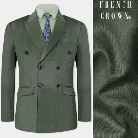 Artichoke Green Wool Rich Double Breasted Blazer