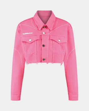 Ashluxe Female Denim Crop Jacket - Pink