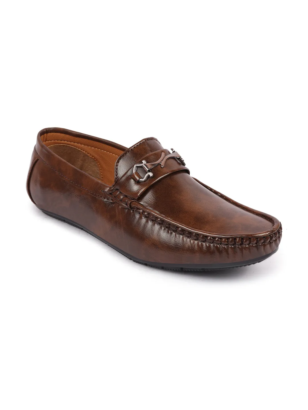 Basics Men Brown Horsebit Buckle Slip On Loafer Mocassin Shoes