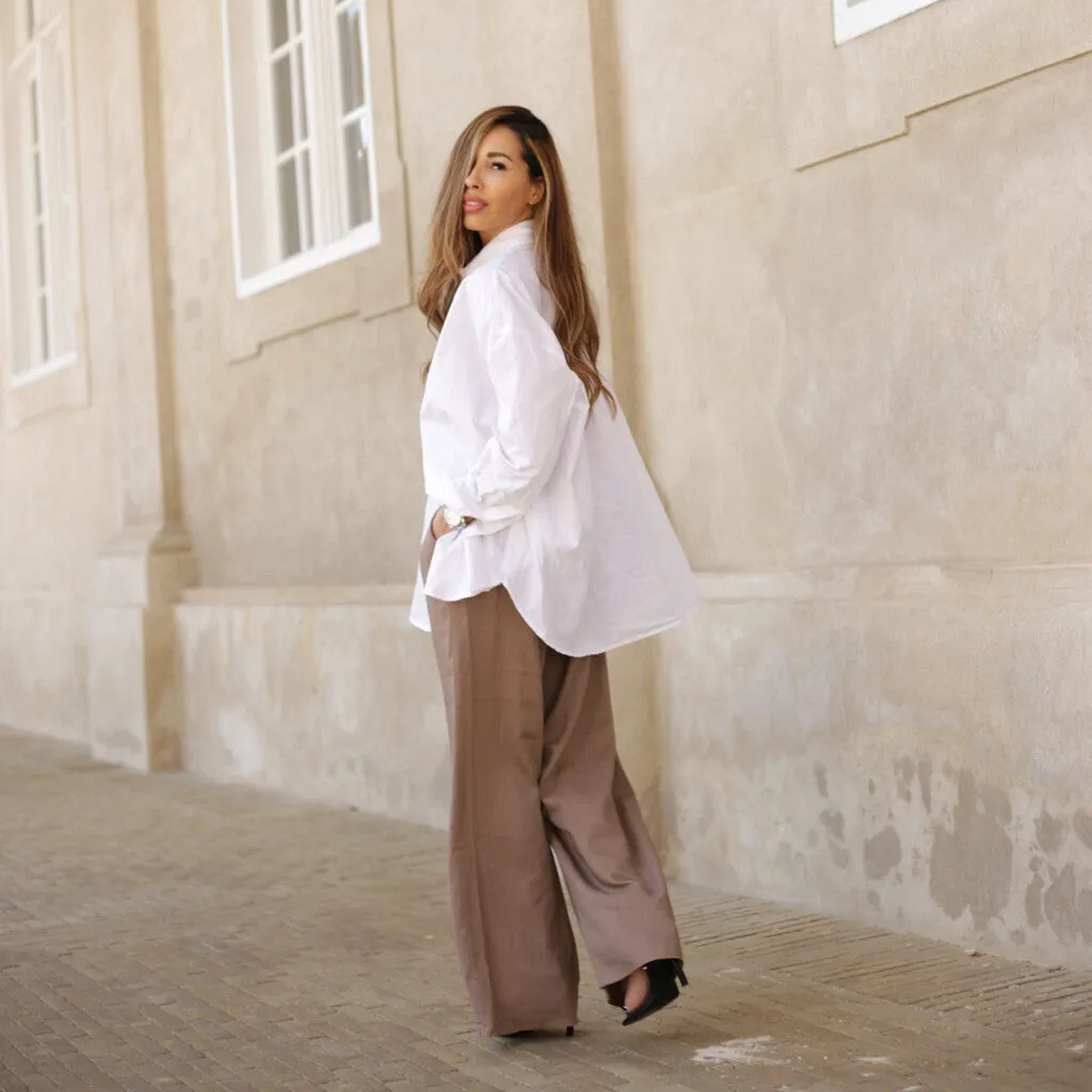 Beautiful Tara pants in delicious linen quality (RW) / 100020 - Taupe (visione)