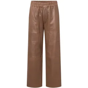 Bella HW leather pants in full length / 51114 - Mustang brown