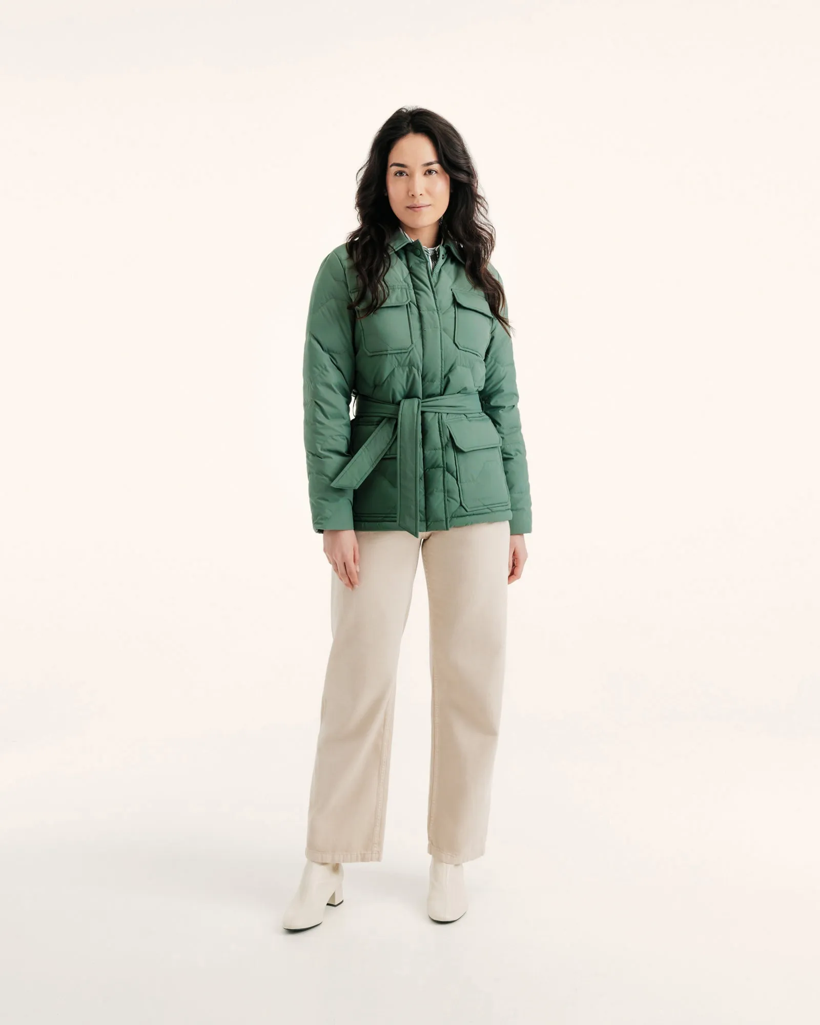 Carmen Ultralight winter safari jacket Celadon green