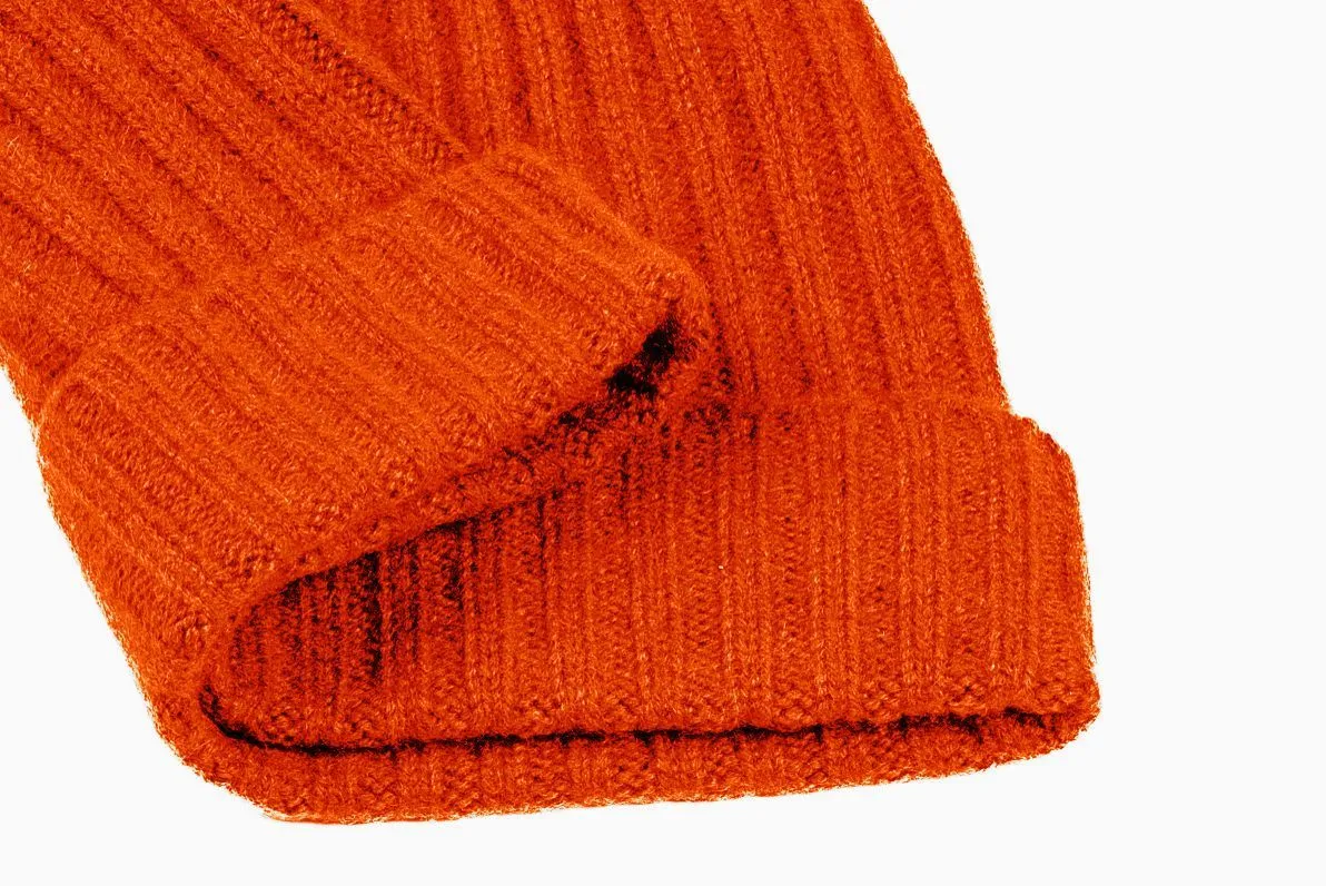 Cashmere Ribbed Beanie Cap