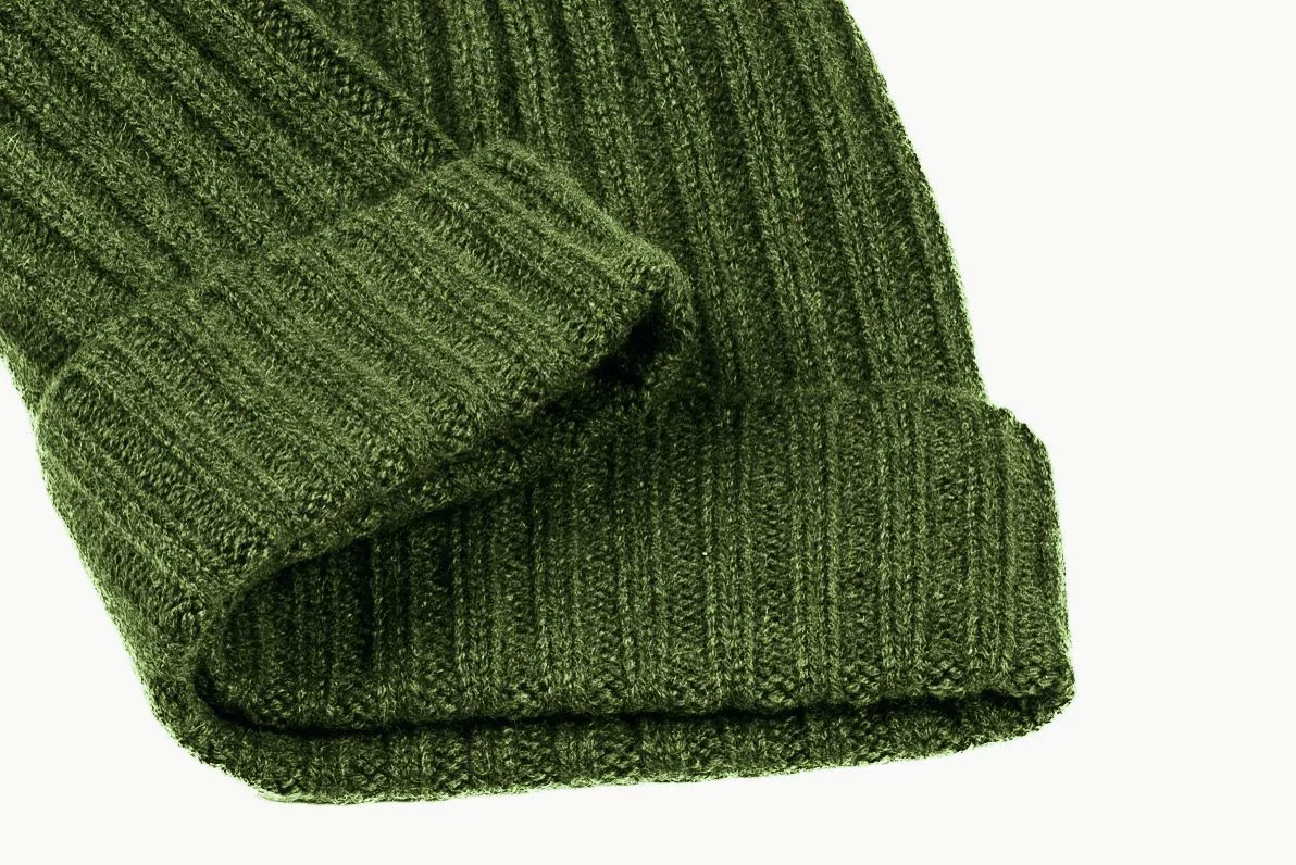 Cashmere Ribbed Beanie Cap