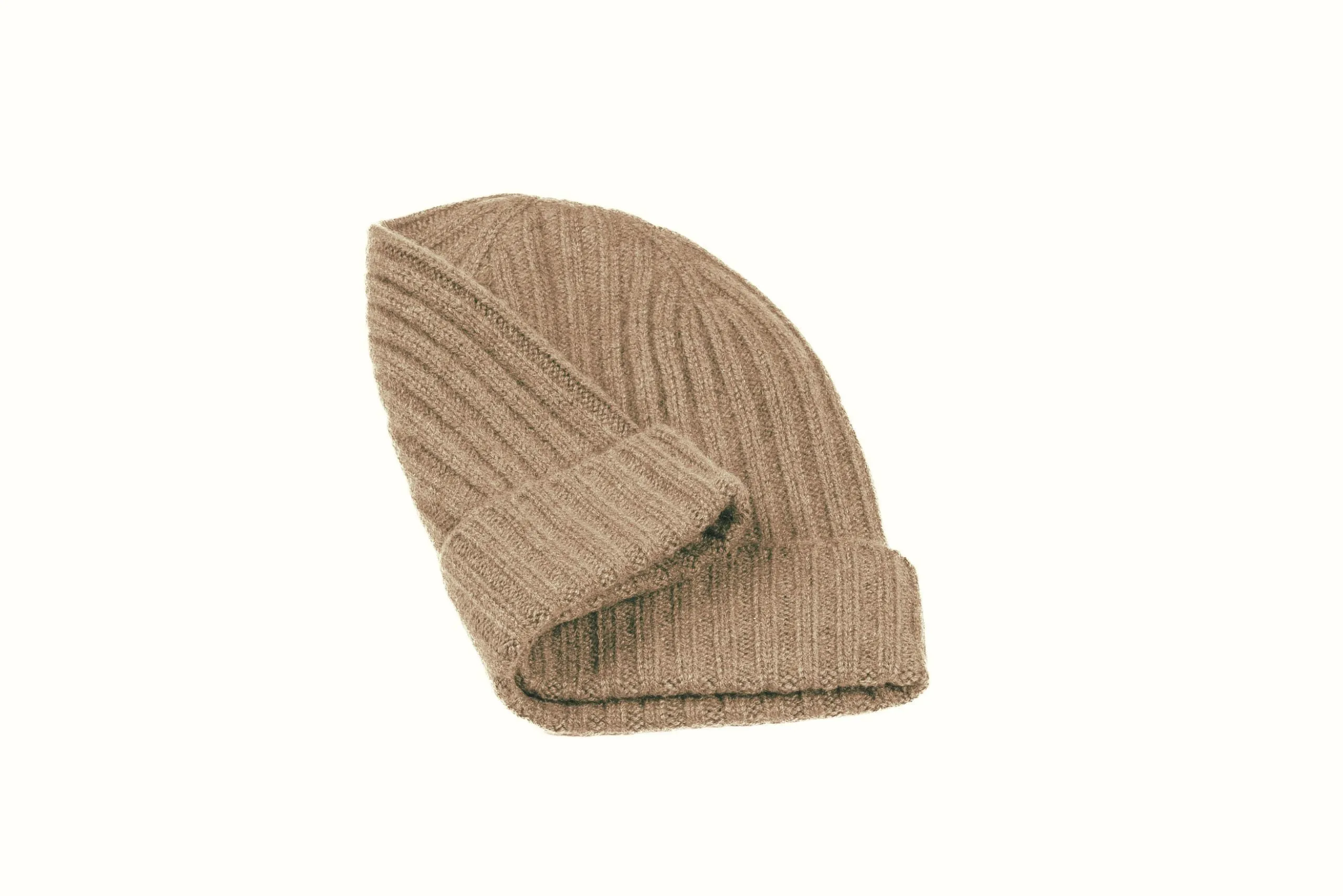 Cashmere Ribbed Beanie Cap