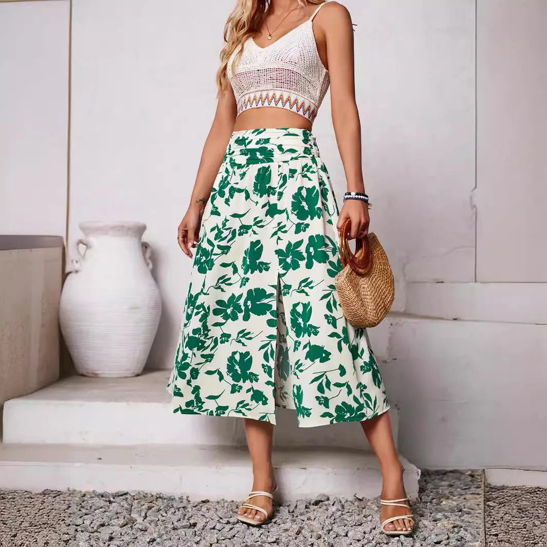 Casual Floral Print Slit Skirts Wholesale Womens Clothing N3824041600032