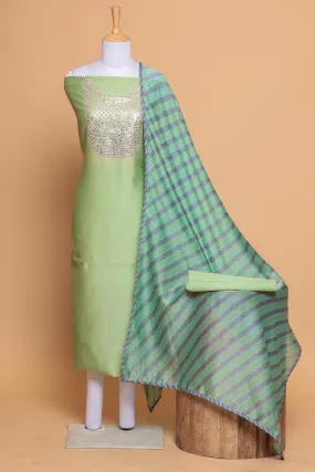 Chanderi Unstitched Suit with Gota Patti work.