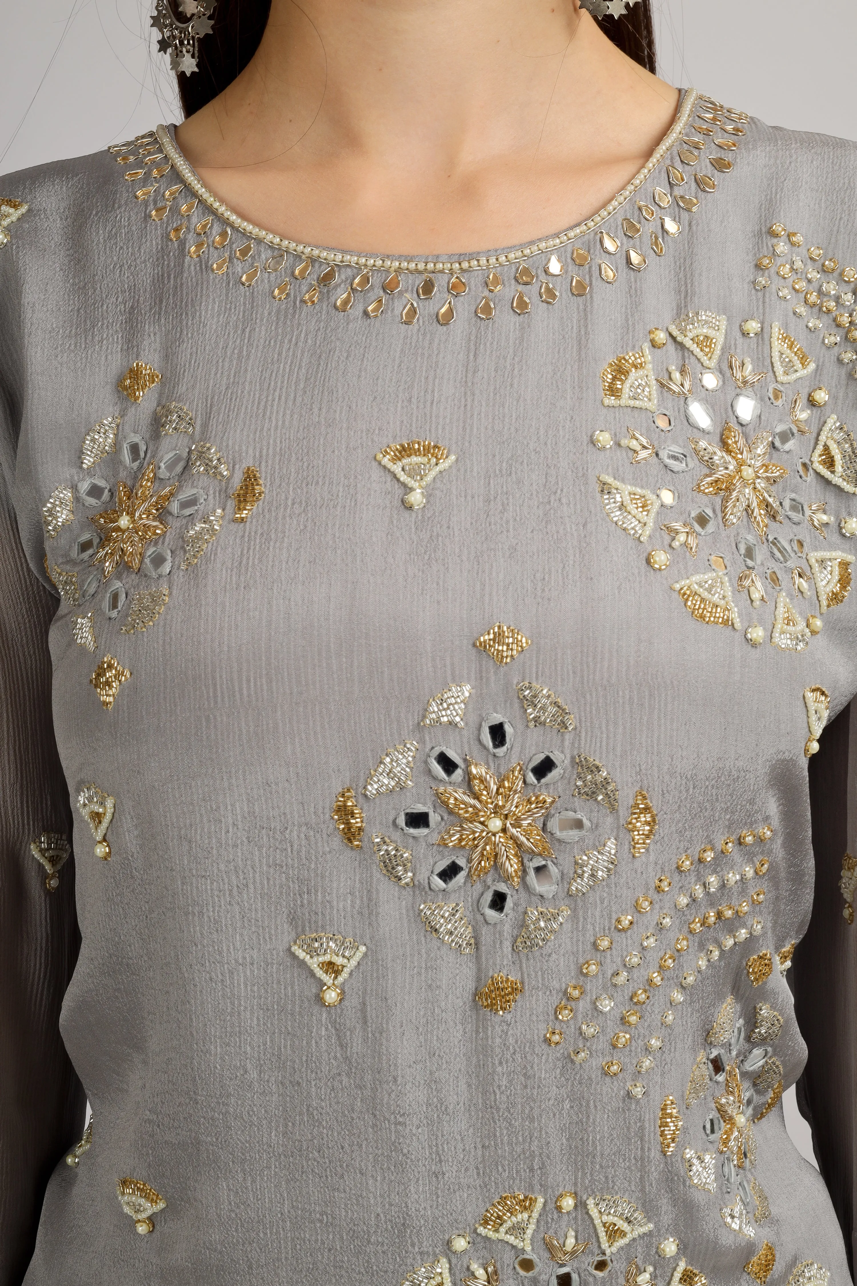 Chinon Peplum Shirt with Gharara Set