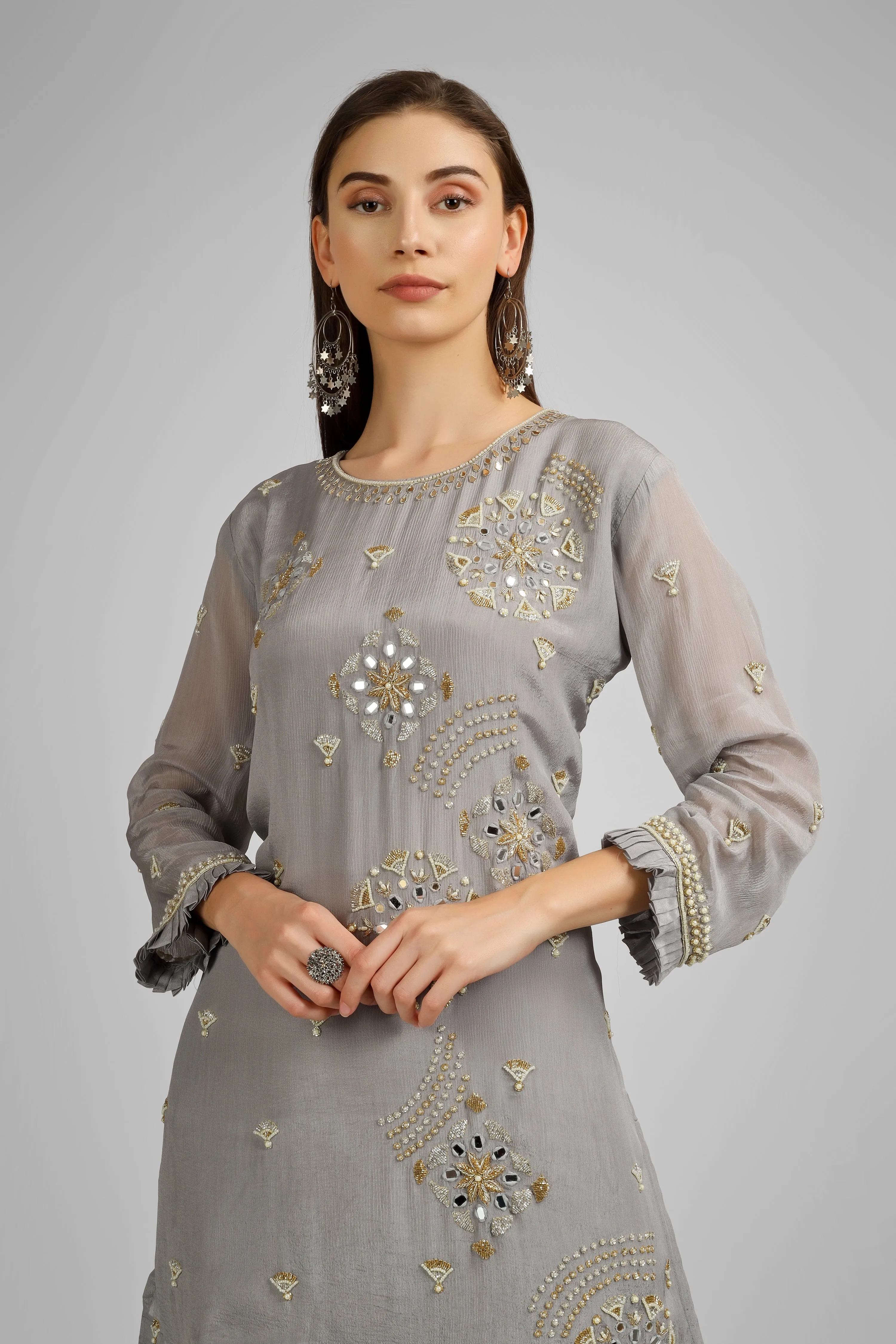 Chinon Peplum Shirt with Gharara Set