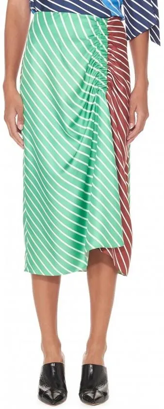 'Delphina' Stripe Shirred Skirt, Blue or Green