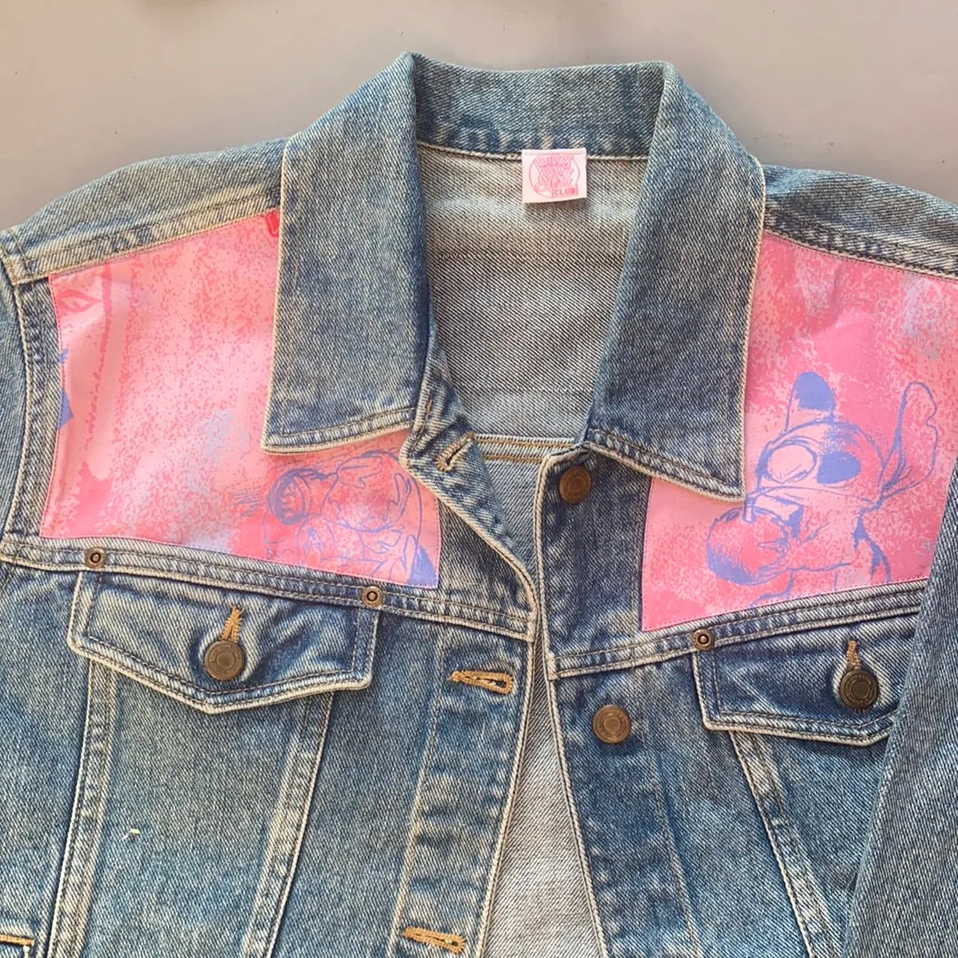 Denim Jacket made with Reworked Duvet Cover.