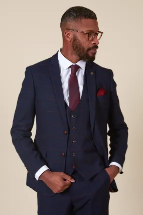 EDINSON - Navy Wine Check Blazer