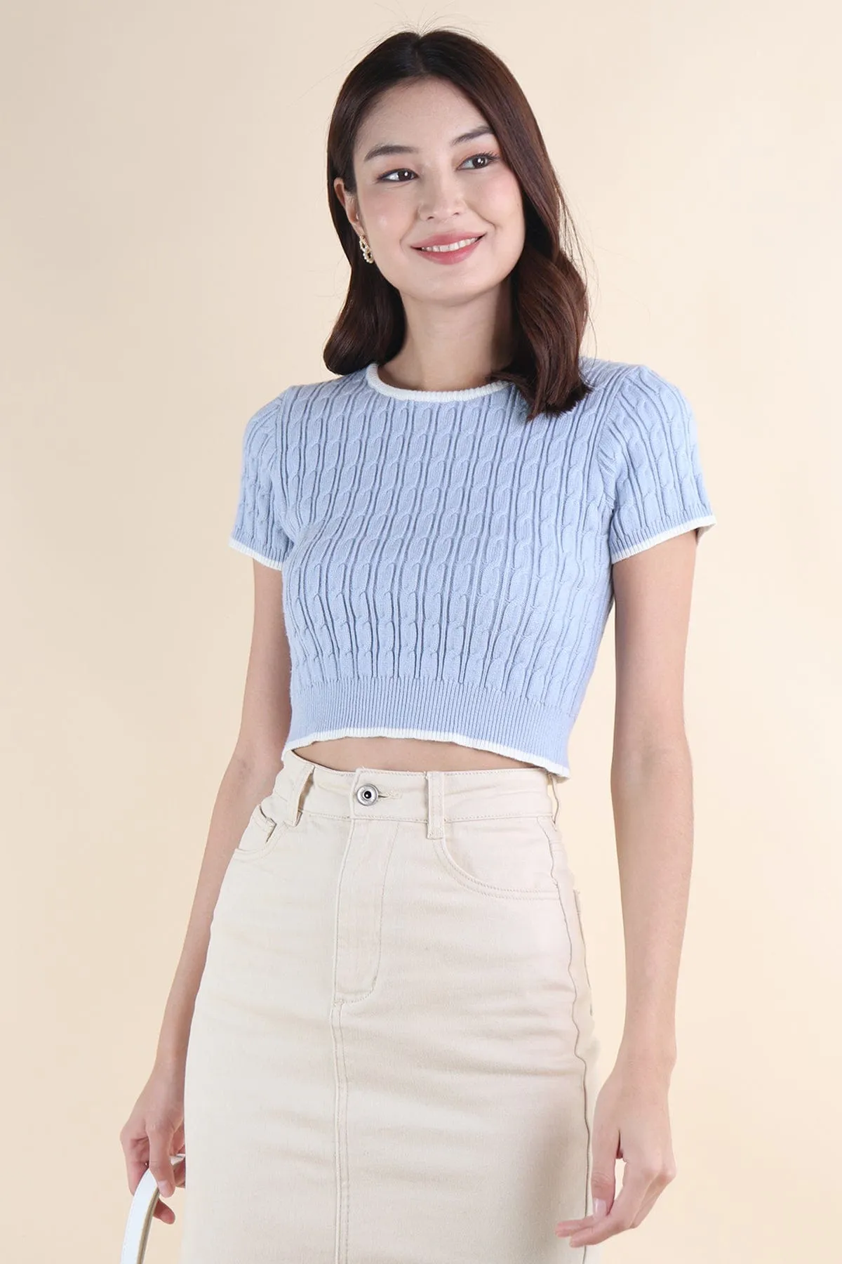 HERALD SLEEVED KNIT TOP IN BLUE