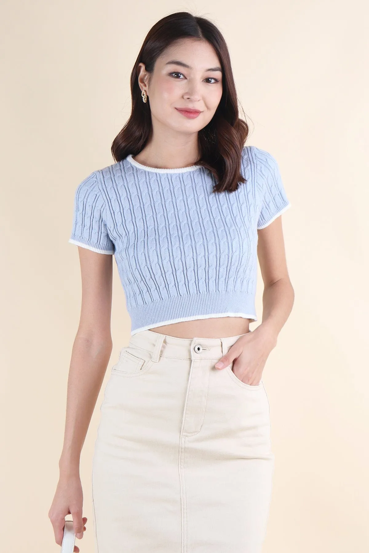 HERALD SLEEVED KNIT TOP IN BLUE