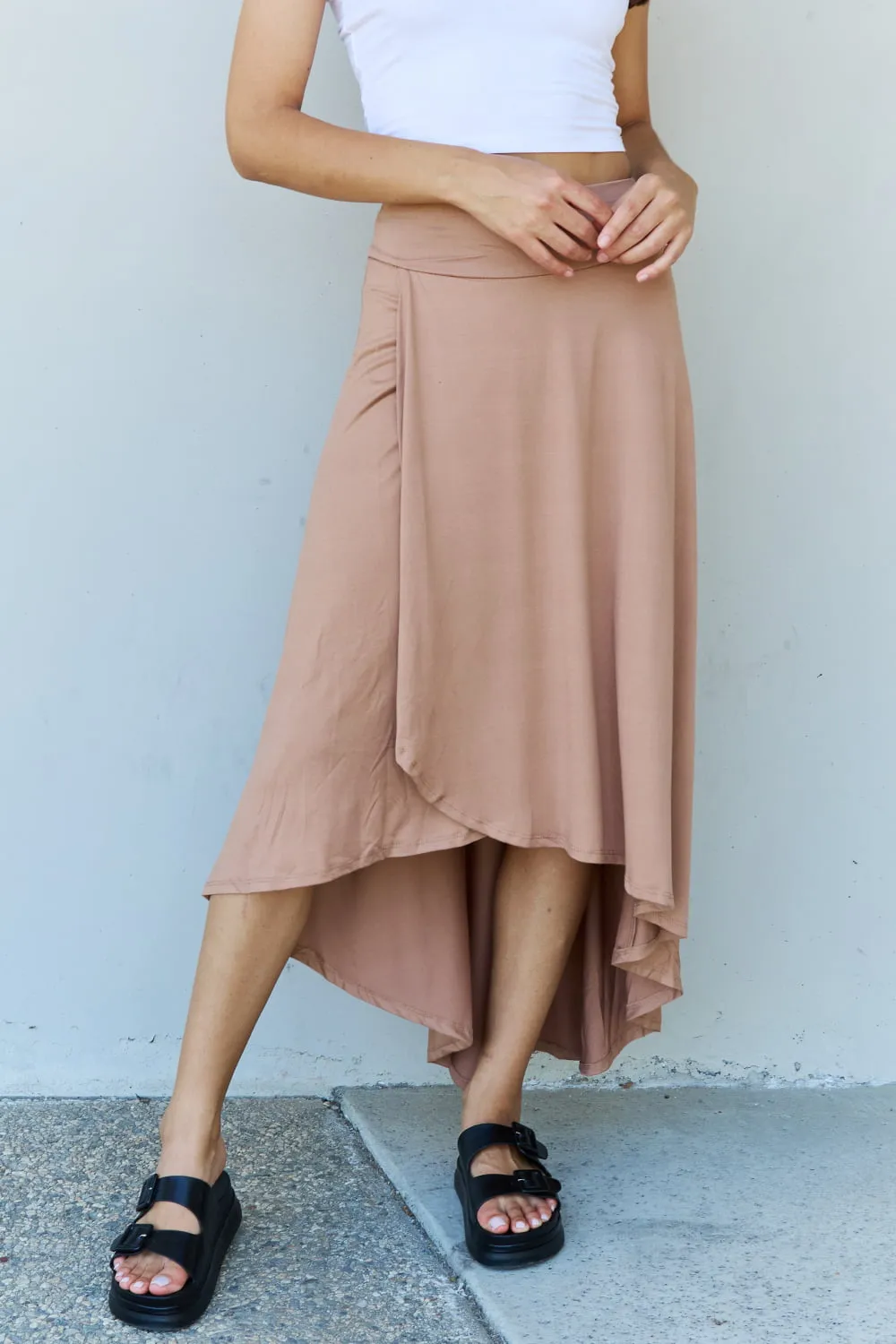 High Waist Flare Maxi Skirt in Camel