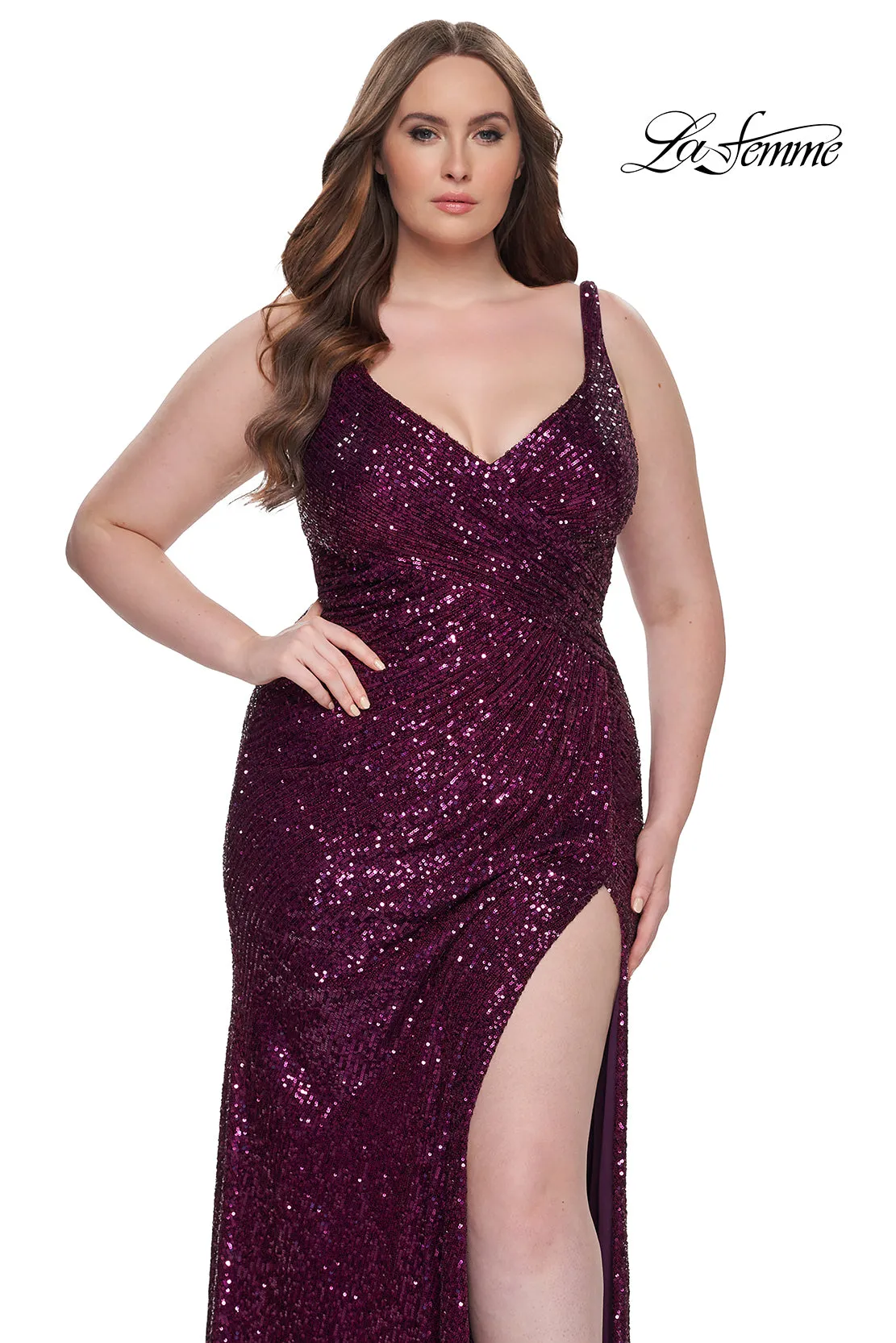 La Femme 31138 Surplice Sequin Gown