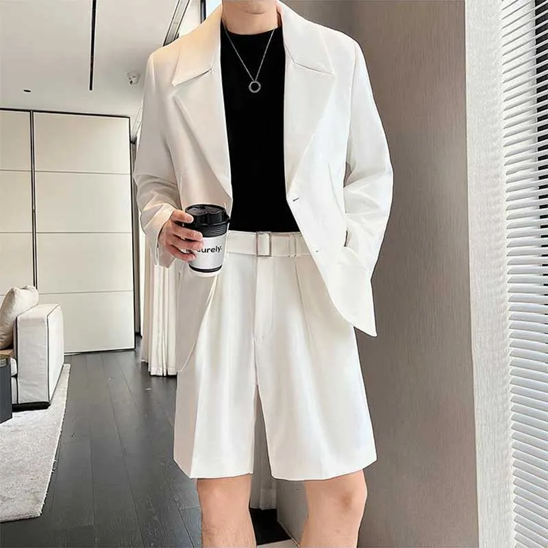 Men's Business Ice Silk Belt Suit Pants Loose Drape Shorts