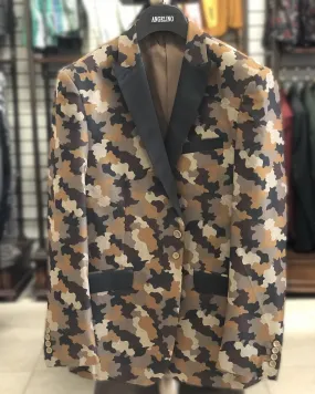 Men's Sport Coat - Camouflage Khaki - Casual Jacket - Fall Winter Blazer