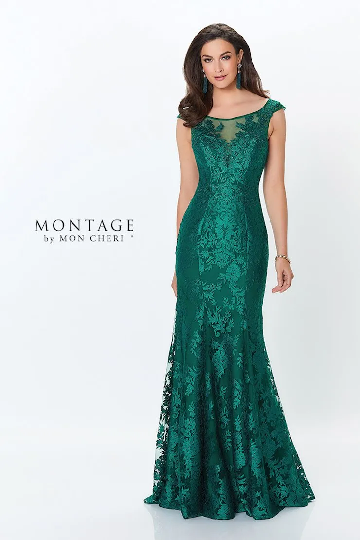 Montage 119932 Embroidered Lace Trumpet Gown