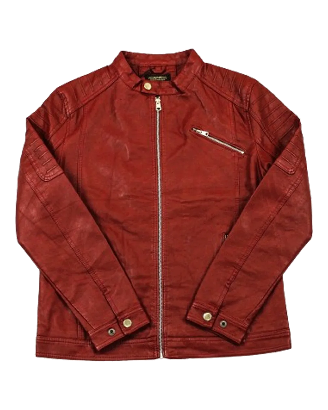 Point Leather  Jacket Slim Fit Red