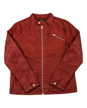 Point Leather  Jacket Slim Fit Red