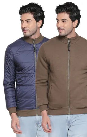 Spykar Green Cotton Slim Fit Full Sleeve Reversible Jacket For Men