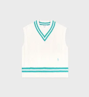 SRC Cableknit Vest - Off White/Caribbean