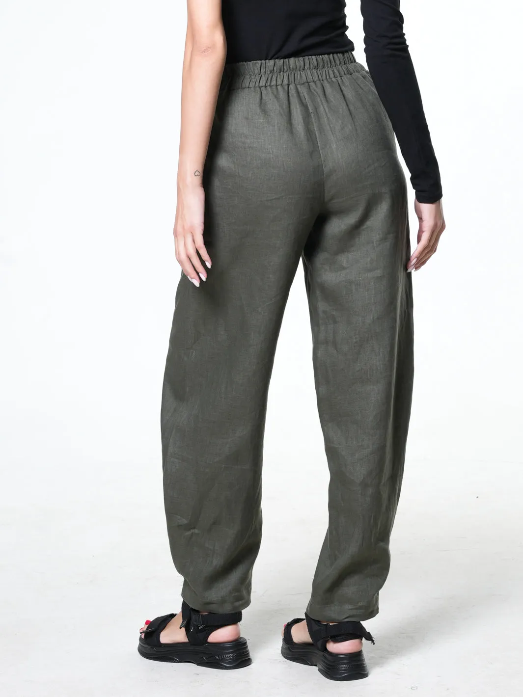 Wide-Leg Linen Pants With Pockets