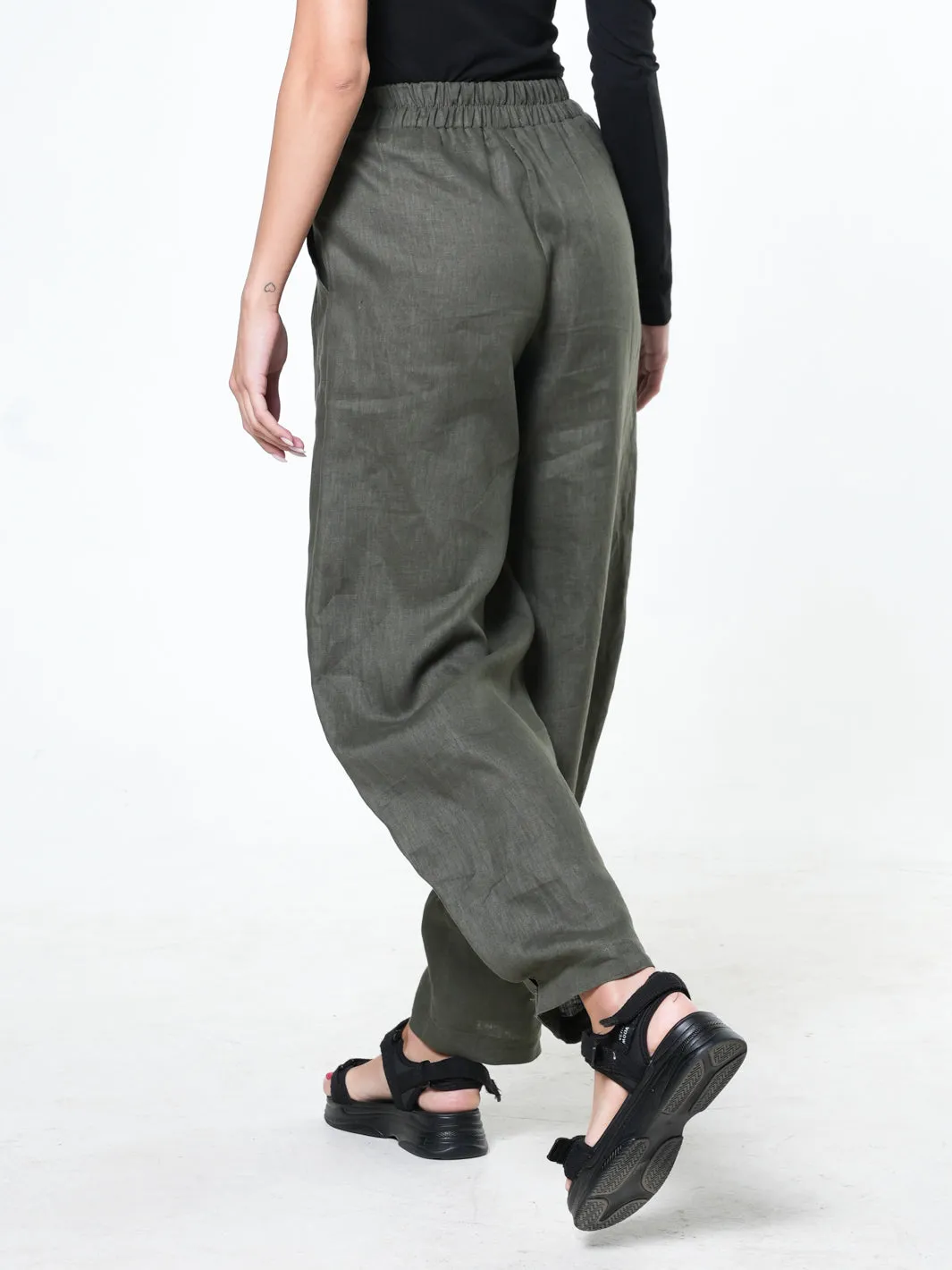 Wide-Leg Linen Pants With Pockets